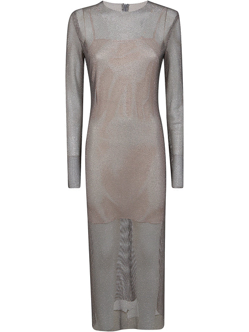 Alberta Ferretti Women Crystals Net Midi Dress