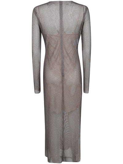 Alberta Ferretti Women Crystals Net Midi Dress