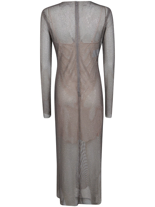 Alberta Ferretti Women Crystals Net Midi Dress
