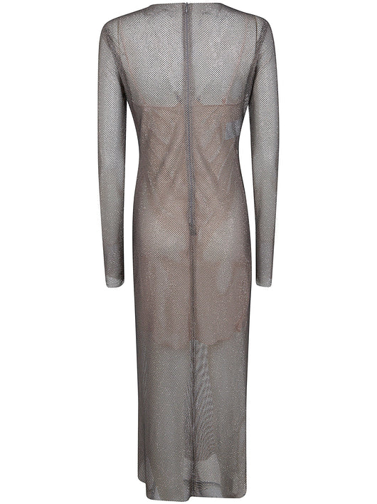 Alberta Ferretti Women Crystals Net Midi Dress