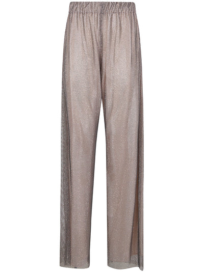 Alberta Ferretti Women Wide Leg Crystals Net Trousers