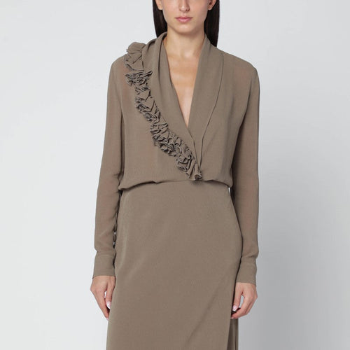 Alberta Ferretti Beige Blouse With Floral Embroidery Women