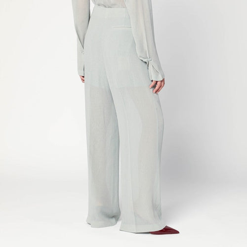 Alberta Ferretti Palazzo Pants In Ice Color Crêpe Women