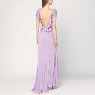 Alberta Ferretti Long Dress With Light Purple Ruffles Women