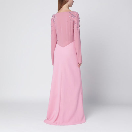 Alberta Ferretti Pink Evening Dress With Bead Embroidery Women