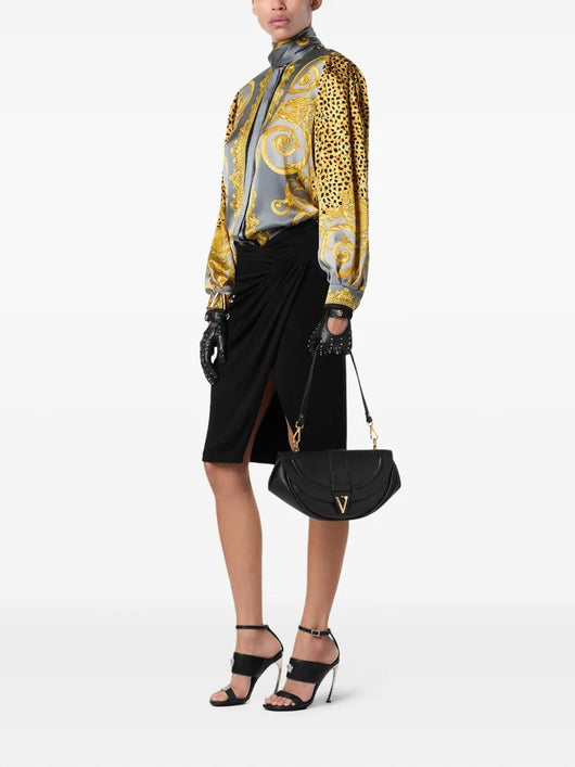 Versace Women "Virtus" Medium Shoulder Bag Calf Leather