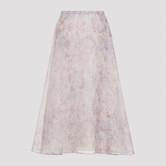 Alberta Ferretti Printed Organza Midi Skirt Women