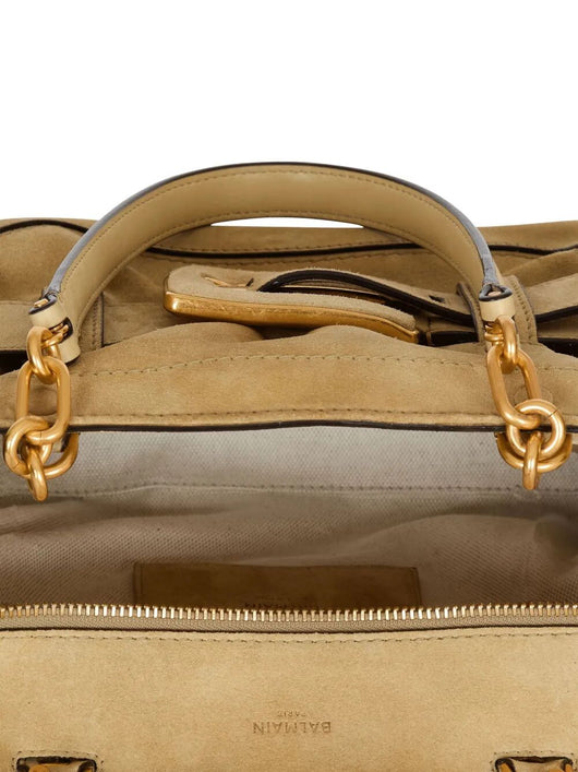 Balmain Women "Anthem" Suede Leather Shoulder Bag