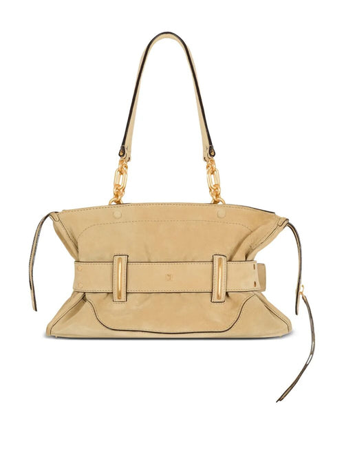 Balmain Women "Anthem" Suede Leather Shoulder Bag