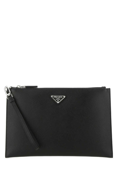 Prada Men Black Leather Clutch