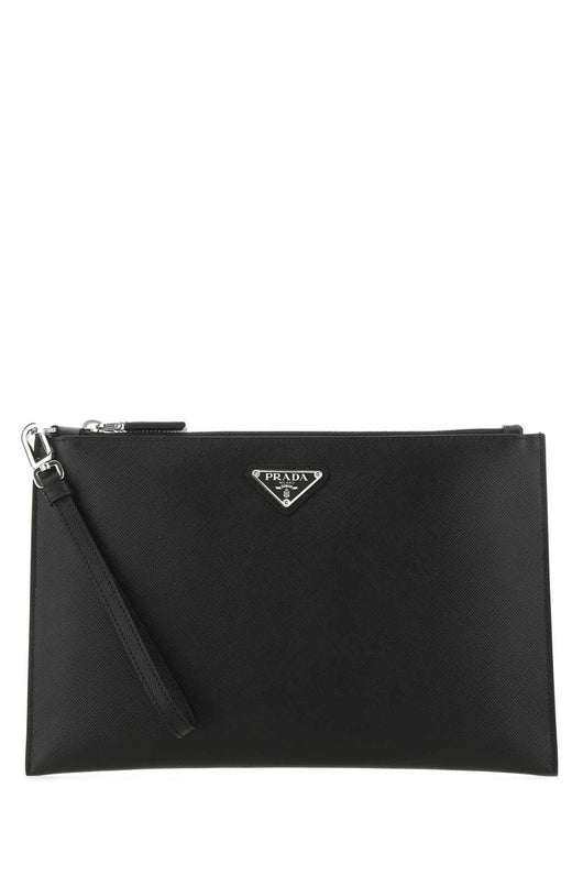 Prada Men Black Leather Clutch