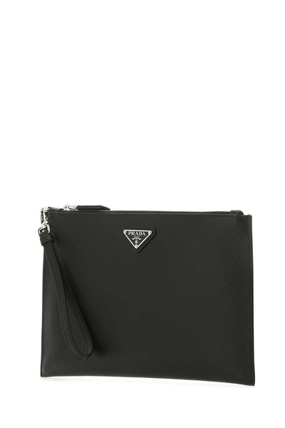 Prada Men Black Leather Clutch