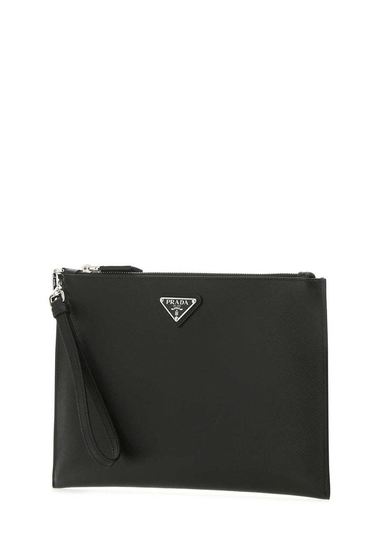 Prada Men Black Leather Clutch