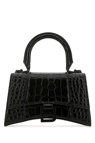 Balenciaga Women Black Leather Hourglass Xs Handbag