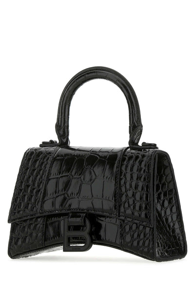 Balenciaga Women Black Leather Hourglass Xs Handbag
