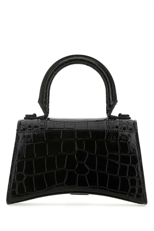Balenciaga Women Black Leather Hourglass Xs Handbag