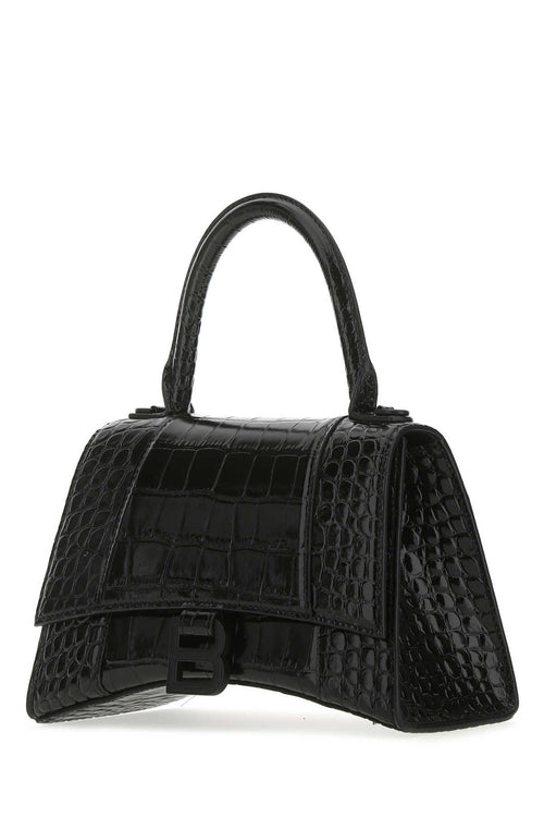 Balenciaga Women Black Leather Small Hourglass Handbag