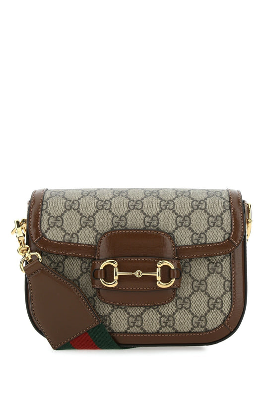 Gucci Women Gg Supreme Fabric And Leather Mini Horsebit 1955 Crossbody Bag
