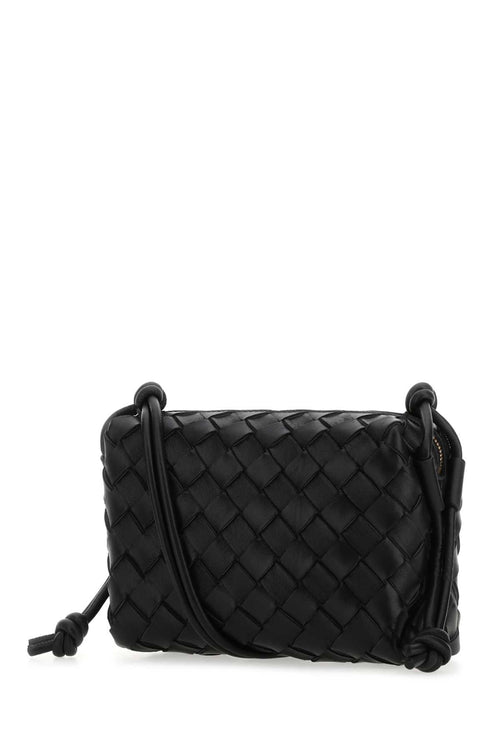 Bottega Veneta Women Black Leather Small Loop Crossbody Bag