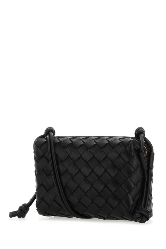 Bottega Veneta Women Black Leather Small Loop Crossbody Bag
