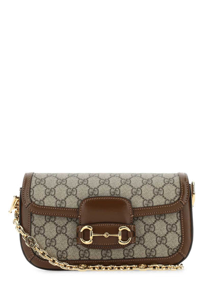 Gucci Women Leather And Gg Fabric Handbag