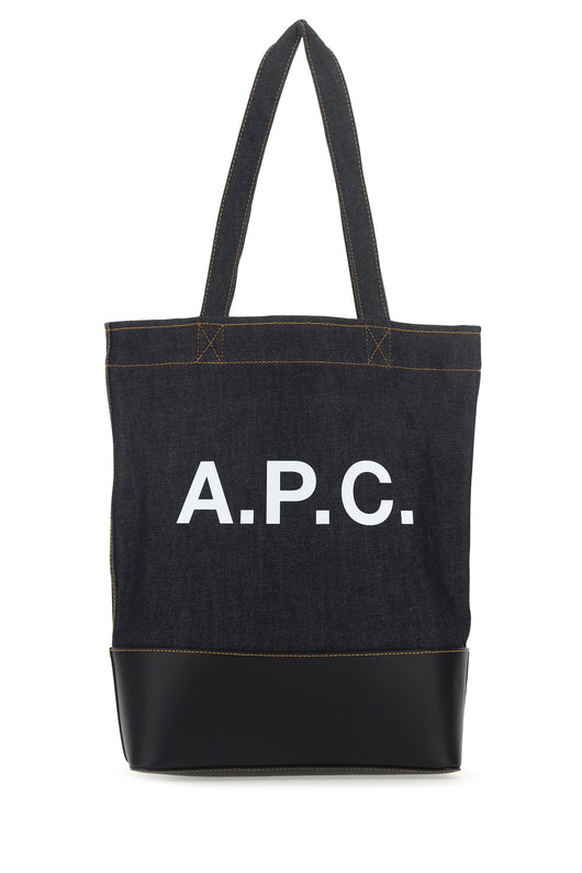 A.P.C. Men Blue Denim And Leather Shopping Bag