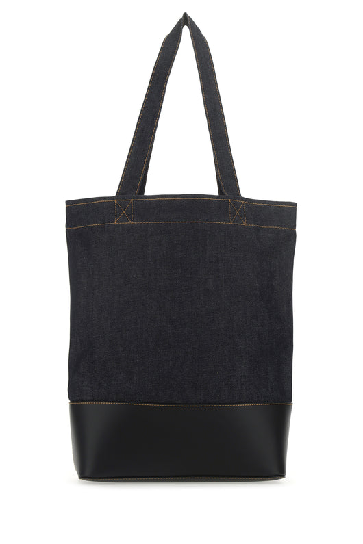 A.P.C. Men Blue Denim And Leather Shopping Bag