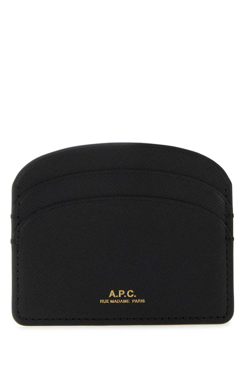 A.P.C. Women Black Leather Demi-Lune Card Holder