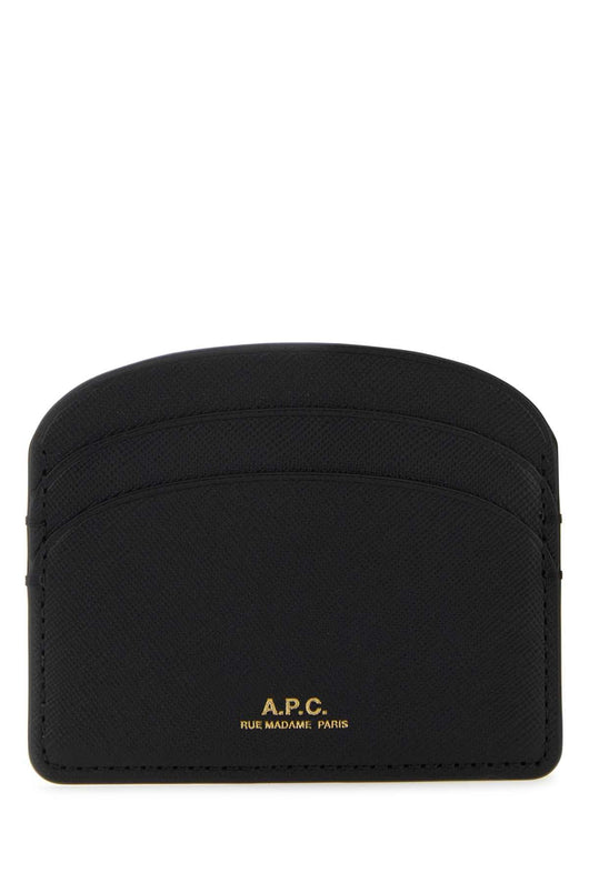 A.P.C. Women Black Leather Demi-Lune Card Holder