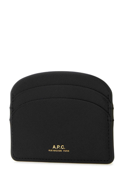 A.P.C. Women Black Leather Demi-Lune Card Holder