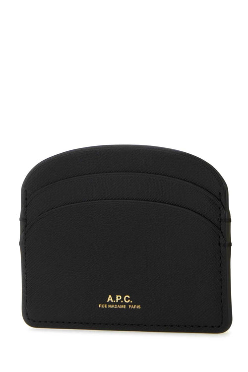 A.P.C. Women Black Leather Demi-Lune Card Holder