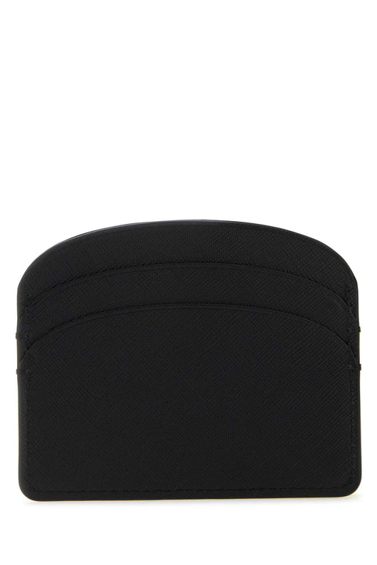 A.P.C. Women Black Leather Demi-Lune Card Holder