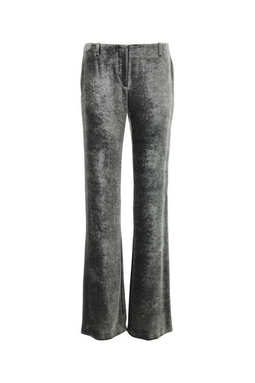 Alberta Ferretti Women Silver Velvet Wide-Leg Pant
