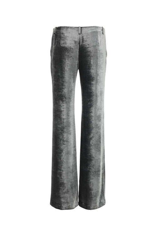 Alberta Ferretti Women Silver Velvet Wide-Leg Pant