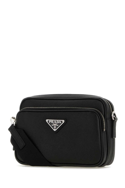 Prada Men Black Leather Crossbody Bag