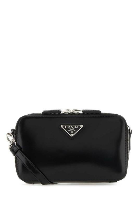 Prada Men Black Leather Brique Crossbody Bag