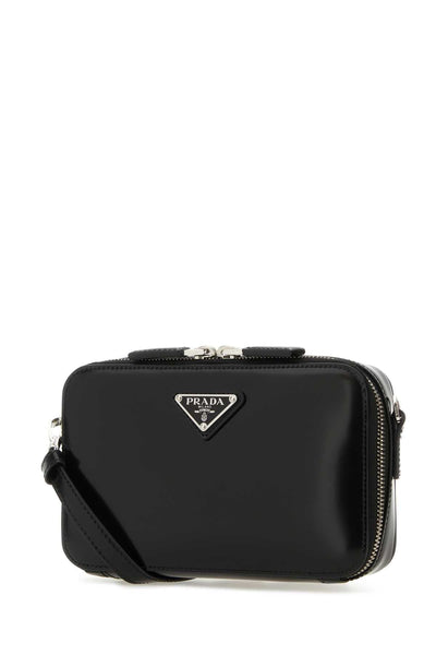 Prada Men Black Leather Brique Crossbody Bag