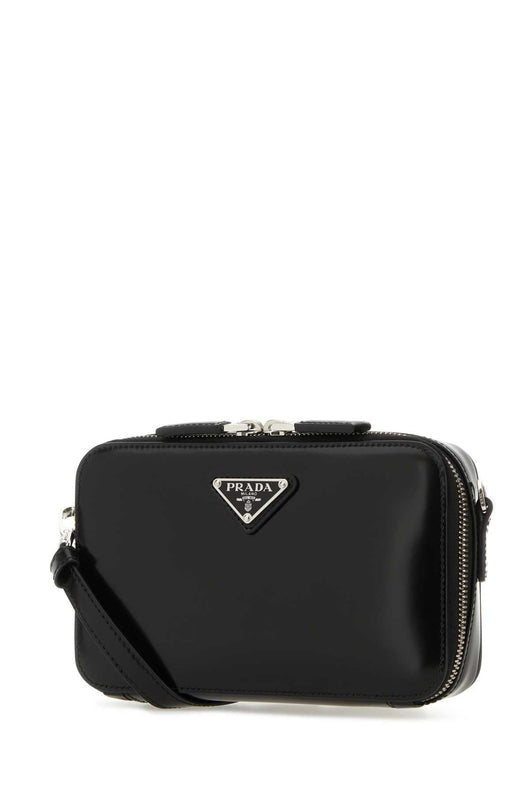 Prada Men Black Leather Brique Crossbody Bag