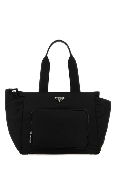 Prada Women Black Nylon Shopping Bag