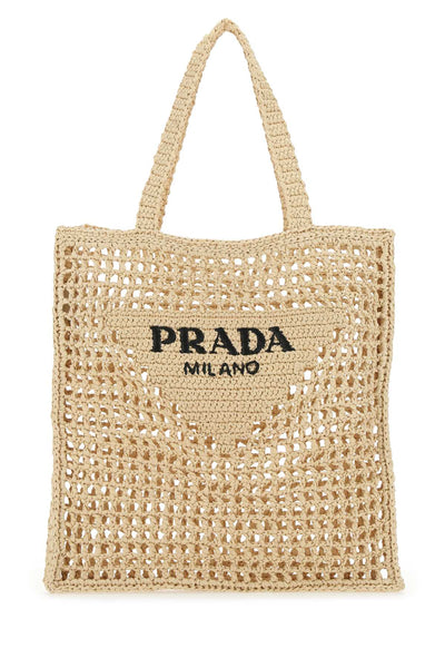 Prada Women Raffia Shopping Bag