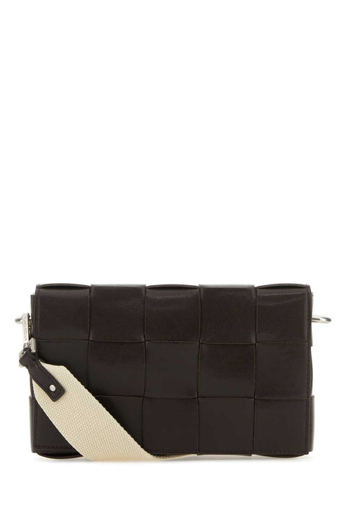 Bottega Veneta Men Dark Brown Leather Cassette Crossbody Bag