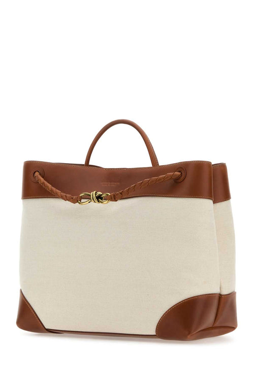 Bottega Veneta Women Two-Tone Canvas And Leather Large Andiamo Handbag