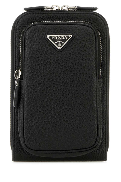 Prada Men Black Leather Phone Case