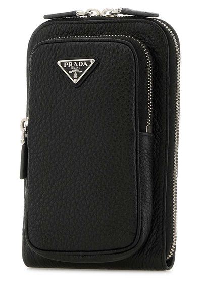 Prada Men Black Leather Phone Case