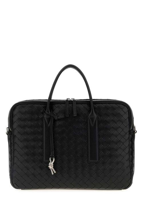 Bottega Veneta Men Black Leather Getaway Briefcase