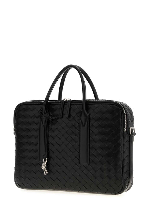 Bottega Veneta Men Black Leather Getaway Briefcase