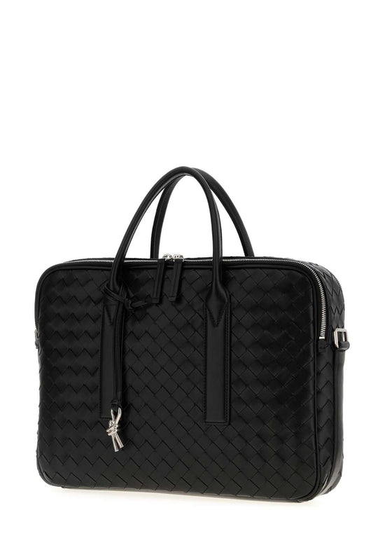 Bottega Veneta Men Black Leather Getaway Briefcase