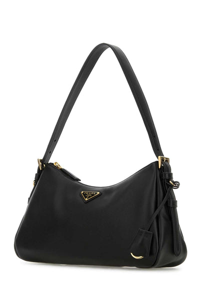 Prada Women Black Leather Medium Aimee Shoulder Bag