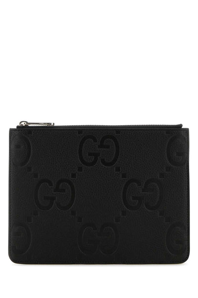 Gucci Men Black Leather Medium Clutch