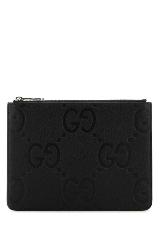 Gucci Men Black Leather Medium Clutch